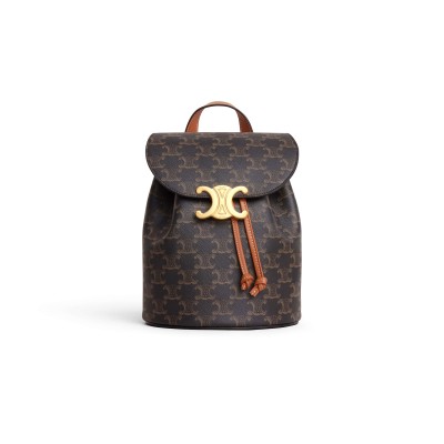 CELINE BACKPACK CELINE BONNIE IN TRIOMPHE CANVAS AND CALFSKIN 118702CAS.04LU (25*18*13cm)